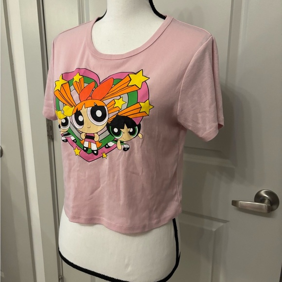 PowerPuff Girls pink graphic cropped heart tee size XL - Picture 6 of 9